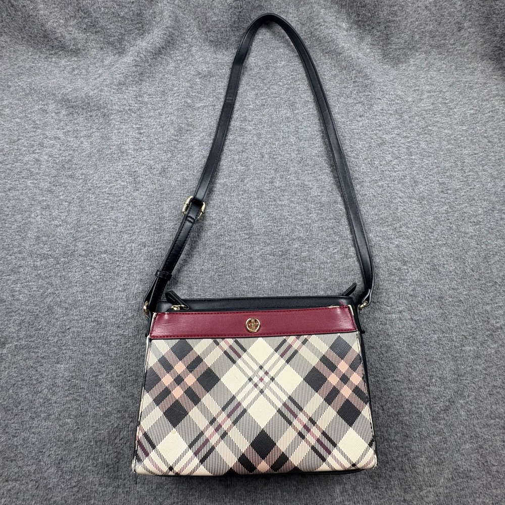 Giani Bernini‎ Plaid Crossbody Bag Purse Handbag Top Zip Shoulder Bag
